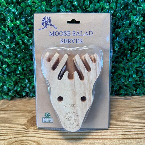 NIP Moose Antler Salad Servers Alaska Made from Recycled Materials - Picture 1 of 7